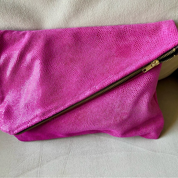 Reptile Embossed Leather Clutch - Picture 1 of 6